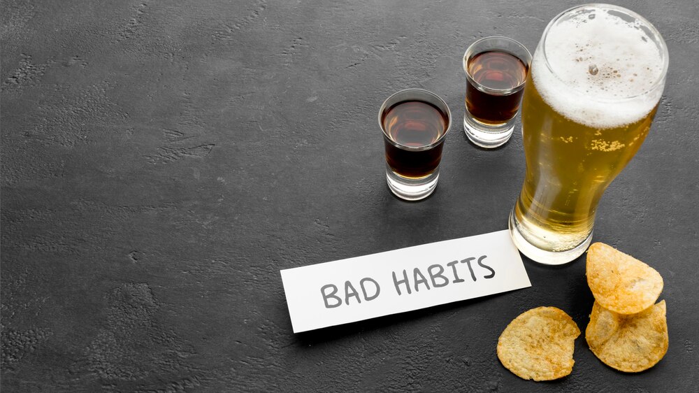 Unhealthy lifestyle with bad habits